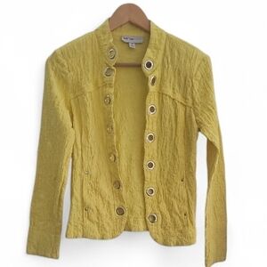 Lana Lee Vintage Yellow Textured Jacket Women’s 6 Grommet Button Front Rare Find